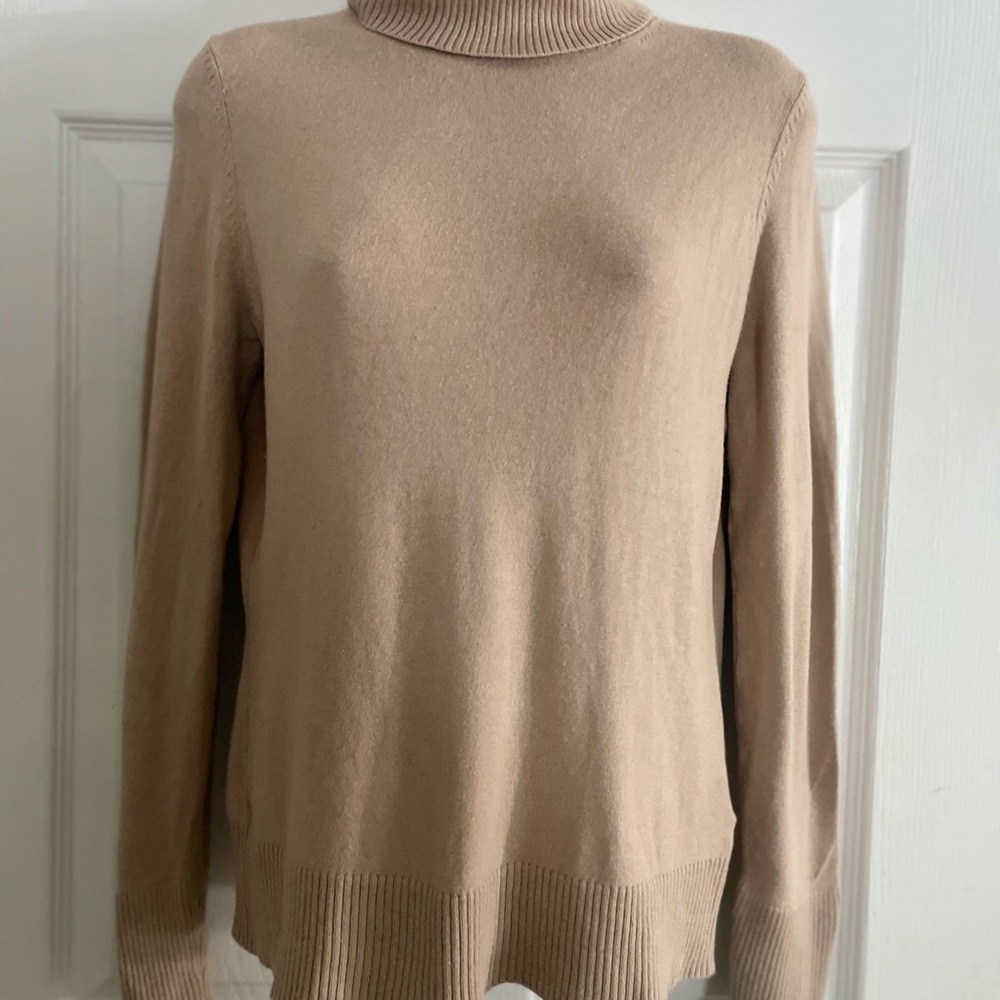 Banana Republic Women's Silk Cotton Cashmere Blend Turtleneck Sweater - Beige
